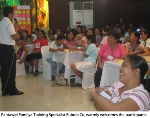 Pantawid Pamilya Training Specialist Eubolo Co, warmly welcomes the participants.