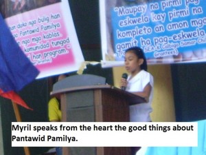 Myril speaks from the heart the good things about Pantawid Pamilya.