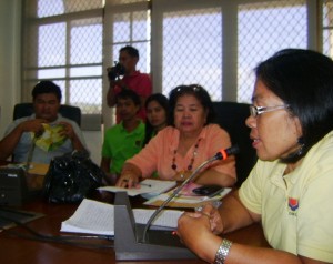 Focal person for Convergence Strategy Program, Ofelia Pagay, starts moving around the provinces to advocate the Department's new thrust, by way of calling a provincial press conference with local media. Picture is taken in Catarman, Northern Samar, held last week, with Governor Paul Daza lending support.