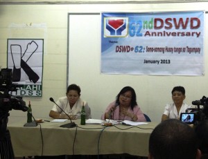 DSWD Regional Director Remia Tapispisan (center) talked about Kalahi-CIDSS implementation in the region during the press conference held at the DSWD office on February 4, this year. Also in the photo are Assistant Regional Director for Administration Virginia Idano, and Policy and Plans Division Chief Yvonne Abonales.