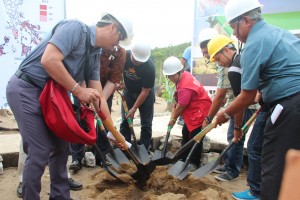 Sec. Soliman leads the groundbreaking for the construction of the classroom.